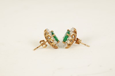 Lot 247 - A LARGE PAIR OF EMERALD AND DIAMOND EARRINGS