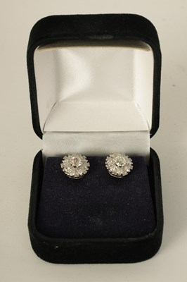 Lot 248 - A PAIR OF 18CT WHITE GOLD DIAMOND STUD EARRINGS