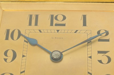 Lot 790 - A CASED 1930’S ART DECO STRUT CLOCK SIGNED L BADER, GENEVE