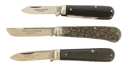 Lot 630 - A COLLECTION OF THREE JOSEPH RODGERS FOLDING PEN KNIVES