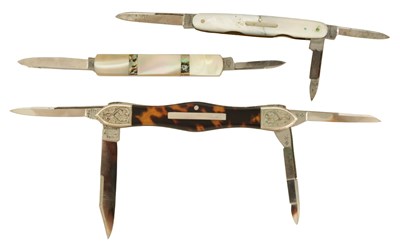 Lot 624 - A GOOD QUALITY JOSEPH RODGERS FOUR BLADE FOLDING KNIFE AND TWO OTHERS