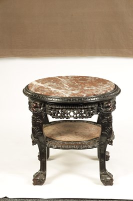 Lot 139 - A 19TH CENTURY CHINESE HARDWOOD JARDINIERE STAND
