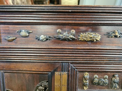 Lot 190 - A JAPANESE MEIJI PERIOD STAINED WOOD COLLECTOR'S CABINET