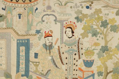 Lot 144 - A FINE 19TH CENTURY CHINESE EMBROIDERED SILK PANEL