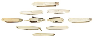 Lot 621 - A COLLECTION OF TEN MOTHER-OF-PEARL FOLDING KNIVES