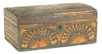 Lot 489 - AN EARLY 18TH CENTURY PRISONER OF WAR INLAID STRAW-WORK DOME TOP BOX