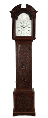 Lot 789 - THOMAS ANDREWS, SHEFFIELD.  AN UNUSUAL LATE 18TH CENTURY EIGHT-DAY LONGCASE CLOCK WITH BATTERSEA ENAMEL DIAL