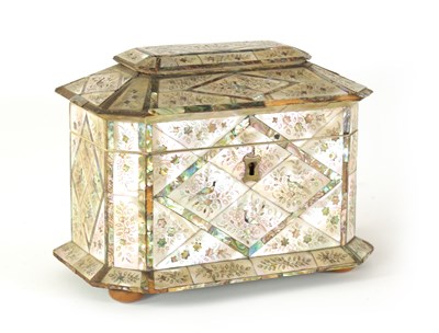 Lot 483 - A GOOD 19TH CENTURY MOTHER-OF PEARL INLAID TEA CADDY