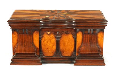 Lot 479 - AN EARLY 19TH CENTURY SPECIMEN TIMBER TEA CADDY FORMED AS SIDEBOARD