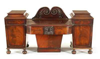 Lot 478 - AN EARLY 19TH CENTURY MAHOGANY TEA CADDY FORMED AS A PEDESTAL SIDEBOARD