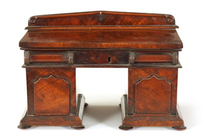 Lot 481 - A 19TH CENTURY MAHOGANY TEA CADDY FORMED AS A TWIN PEDESTAL SIDEBOARD