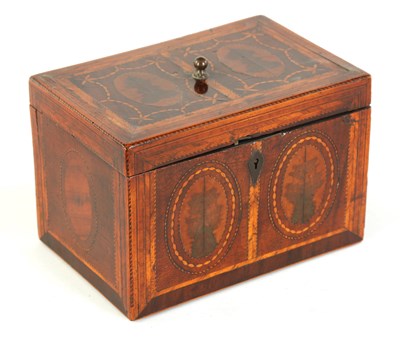 Lot 467 - A GOOD GEORGE III INLAID MAHOGANY TEA CADDY