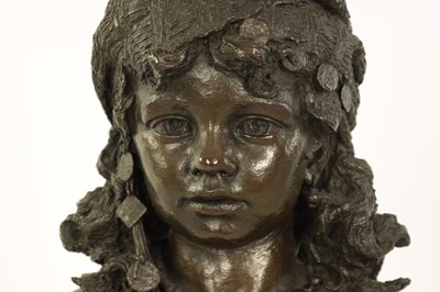 Lot 460 - JOHANN POLLAK (GERMAN born 1845) A LATE 19TH CENTURY BRONZE BUST OF A NEOPOLITAN GIRL