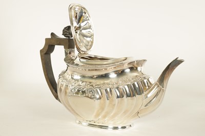 Lot 331 - AN EDWARD VII FIVE PIECE SILVER TEA SERVICE TOGETHER WITH A SILVER PLATED SALVER