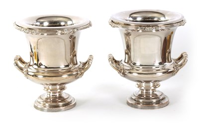 Lot 317 - A PAIR OF REGENCY OLD SHEFFIELD PLATE WINE COOLERS