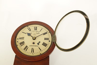 Lot 784 - JOHN GAYDON, BARNSTAPLE NUMBER 122.  A LATE 19TH CENTURY 8” FUSEE RAILWAY DROP-DIAL WALL CLOCK FOR L & S.W.R.