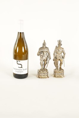Lot 327 - A PAIR OF EARLY 20TH CENTURY GERMAN CAST SILVER SCULPTURES