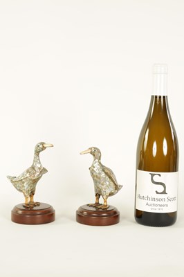 Lot 121 - A PAIR OF LATE 19TH CENTURY CHINESE MOTHER-OF-PEARL SCULPTURES MODELLED AS DUCKS