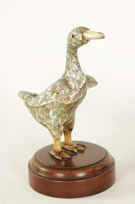 Lot 121 - A PAIR OF LATE 19TH CENTURY CHINESE MOTHER-OF-PEARL SCULPTURES MODELLED AS DUCKS