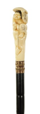 Lot 350 - A JAPANESE MEIJI PERIOD CARVED IVORY LADIES WALKING STICK