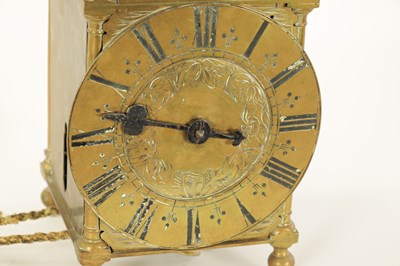 Lot 763 - AN EARLY 18TH CENTURY BRASS  SINGLE-HANDED VERGE LANTERN CLOCK - UNSIGNED