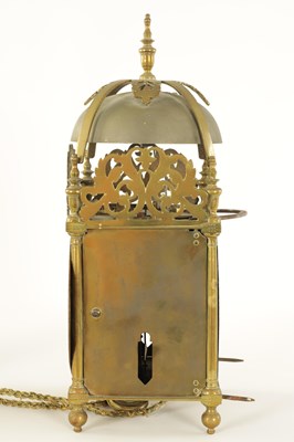 Lot 763 - AN EARLY 18TH CENTURY BRASS  SINGLE-HANDED VERGE LANTERN CLOCK - UNSIGNED