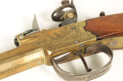Lot 679 - A RARE PAIR OF EARLY 19TH CENTURY FLINTLOCK BOX-LOCK BLUNDERBUSS-PISTOLS WITH UNDER SPRING BAYONETS BY YOUNG