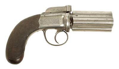 Lot 667 - A 19TH CENTURY FOUR SHOT PEPPERBOX REVOLVER BY J. BLANCH & SON,  GRACECHURCH ST. LONDON