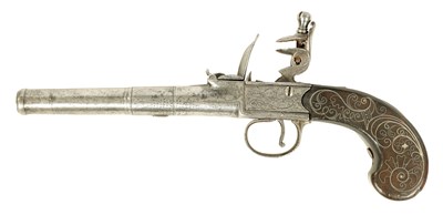 Lot 670 - A LATE 18TH CENTURY FLINTLOCK BOX-LOCK PISTOL SIGNED W. MOLD