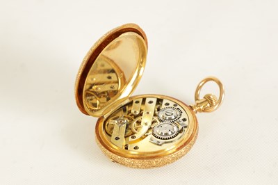 Lot 274 - COURVOISIER, NUMBERED 27779. A 19TH CENTURY FRENCH 18CT GOLD AND ENAMEL HALF HUNTER FOB WATCH