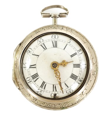 Lot 268 - J. MILLER, LONDON. NUMBER 25060  AN 18TH CENTURY SILVER  VERGE PAIR CASED POCKET WATCH