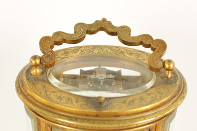 Lot 691 - A LATE 19TH CENTURY OVAL ENGRAVED GILT BRASS  CARRIAGE CLOCK REPEATER