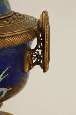 Lot 559 - A LATE 19TH CENTURY FRENCH CLOISONNÉ AND GILT BRONZE VASE AND COVER IN THE MANNER OF FERDINAND BARBEDIENNE