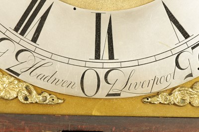 Lot 756 - HADWEN, LIVERPOOL. A GEORGE III FIGURED MAHOGANY 8 DAY LONGCASE CLOCK No. 315