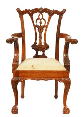 Lot 346 - A 20TH CENTURY MAHOGANY CHIPPENDALE STYLE CHILDS ARMCHAIR