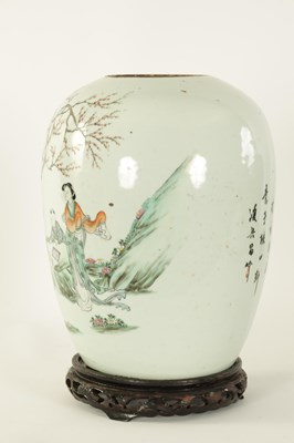 Lot 131 - AN EARLY 19TH CENTURY CHINESE FAMILLE VERTE GINGER JAR