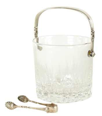 Lot 316 - A GEORGE JENSEN SILVER MOUNTED HEAVY CRYSTAL CUT GLASS ICE PAIL