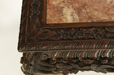 Lot 84 - A GOOD 19TH CENTURY FINELY CARVED CHINESE HARDWOOD SQUARE CENTRE TABLE