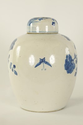 Lot 138 - A 19TH CENTURY CHINESE BLUE AND WHITE GINGER JAR AND COVER OF LARGE SIZE