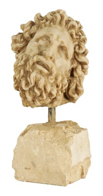 Lot 535 - AN EARLY CARVED CARRERA MARBLE HEAD OF A CLASSICAL BEARDED GENTLEMAN