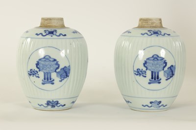 Lot 116 - A PAIR OF 19TH CENTURY CHINESE BLUE AND WHITE OVOID VASES