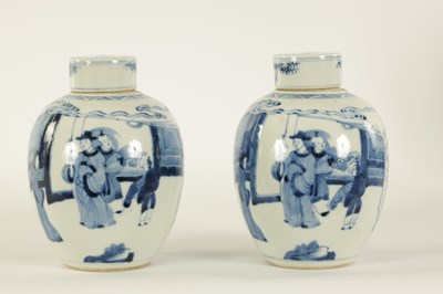 Lot 115 - A PAIR OF 19TH CENTURY CHINESE BLUE AND WHITE OVOID GINGER JARS AND COVERS