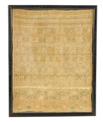Lot 1247 - A LATE 18TH CENTURY EMBROIDERED NEEDLEWORK SAMPLER