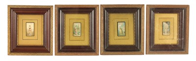 Lot 1293 - A FRAMED SET OF FOUR MINIATURE PAINTED TABLETS