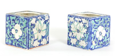 Lot 1359 - A PAIR OF 19TH CENTURY CHINESE SQUARE SHAPED VASES