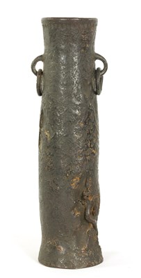 Lot 1135 - AN EARLY ORIENTAL CAST BRONZE CYLINDRICAL VASE