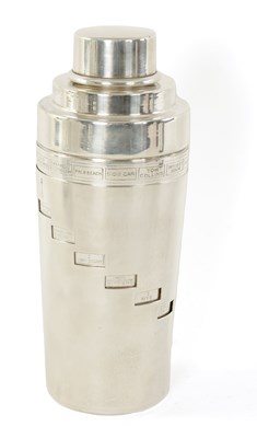 Lot 314 - AN ART DECO ARGENTA SILVER PLATED "DIAL-A-DRINK" COCKTAIL SHAKER