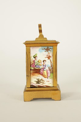 Lot 687 - A FRENCH MINIATURE GILT AND ENAMEL PANELLED CARRIAGE CLOCK CIRCA 1900