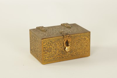 Lot 280 - A 20TH CENTURY SILVER PLATED LIDDED DRESSING TABLE BOX TOGETHER WITH A EMBOSSED BRASS LIDDED BOX