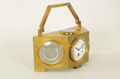 Lot 1267 - A LATE 19TH CENTURY BRASS CASED DESK CLOCK COMPENDIUM